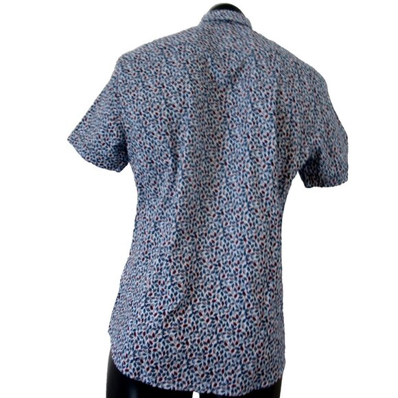 SOUL OF LONDON Floral Print Shirt Size Medium. Blue/Burgundy, - Picture 10 of 12